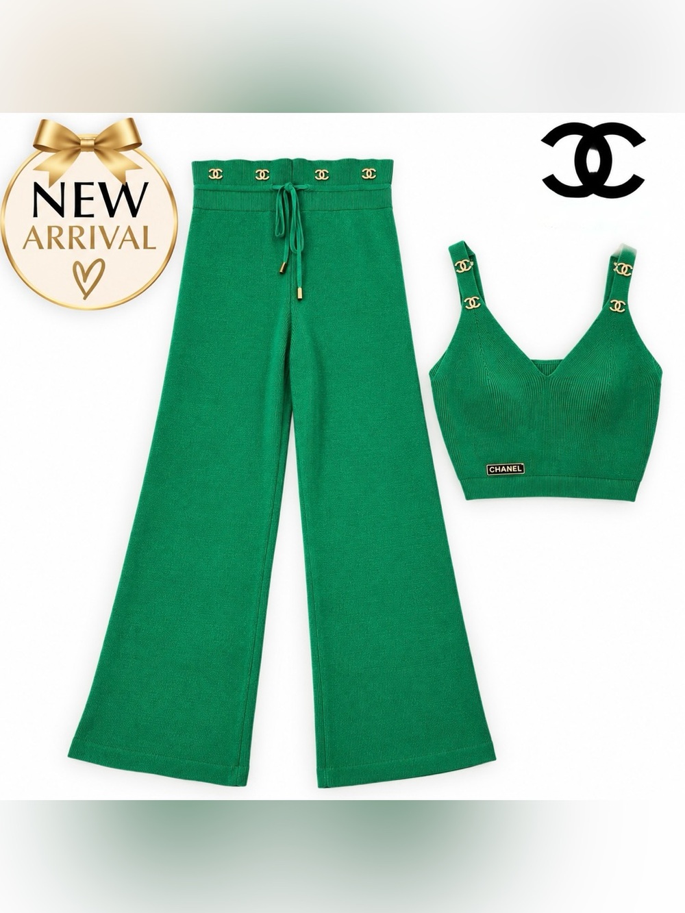 💚 Women’s Green Knit Two-Piece Set 💚